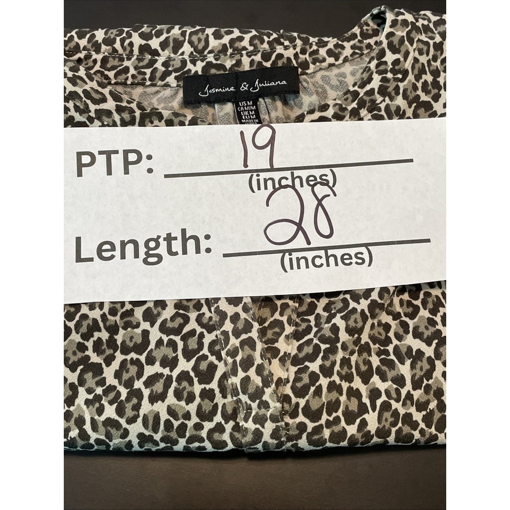 Jasmine & Juliana M Leopard Print Tunic Top Tan Black Stretch Boho Blouse - Picture 11 of 11
